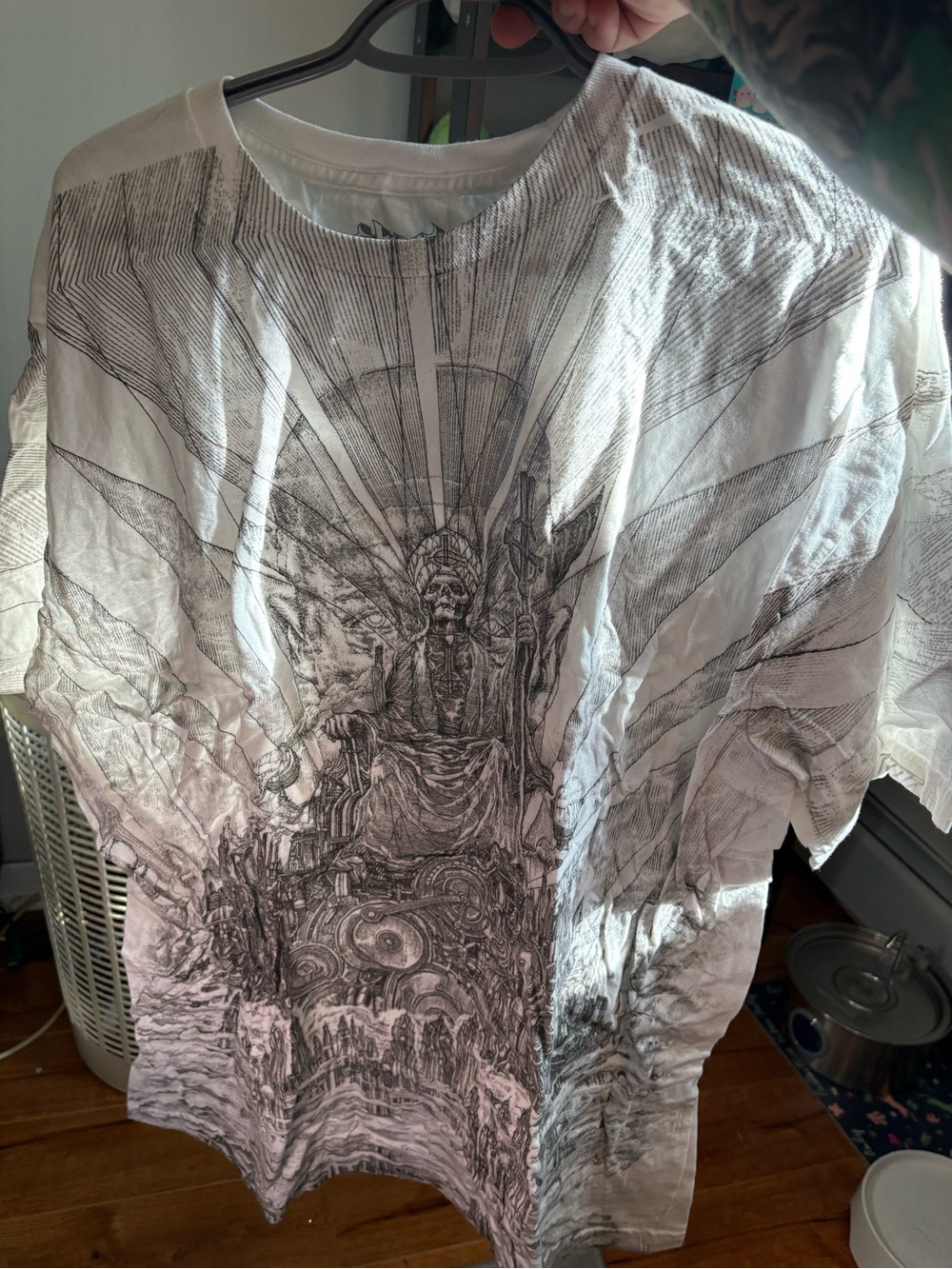 Ghost White and Black Men's Crew Neck Band T-Shirt